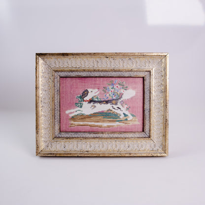 Embroidered Dog Framed Wall Art