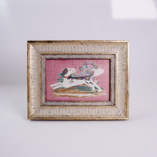 Embroidered Dog Framed Wall Art