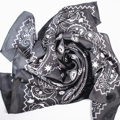 Bandana Paisley Print Satin Square Scarf