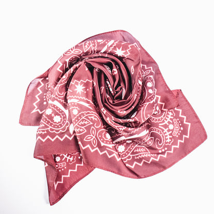 Bandana Paisley Print Satin Square Scarf
