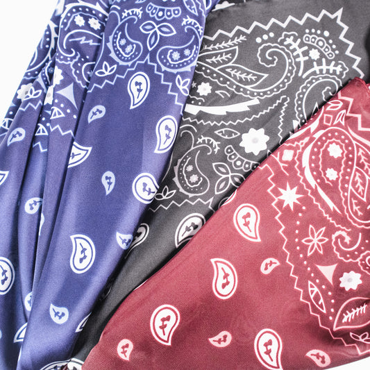 Bandana Paisley Print Satin Square Scarf