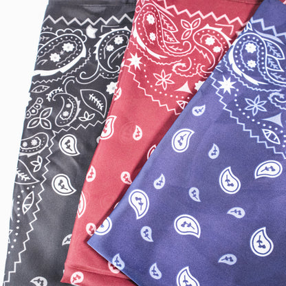 Bandana Paisley Print Satin Square Scarf