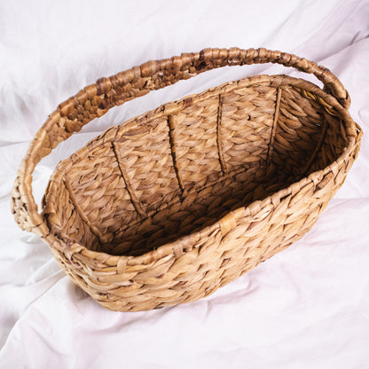 Woven Oval Basket With Handle