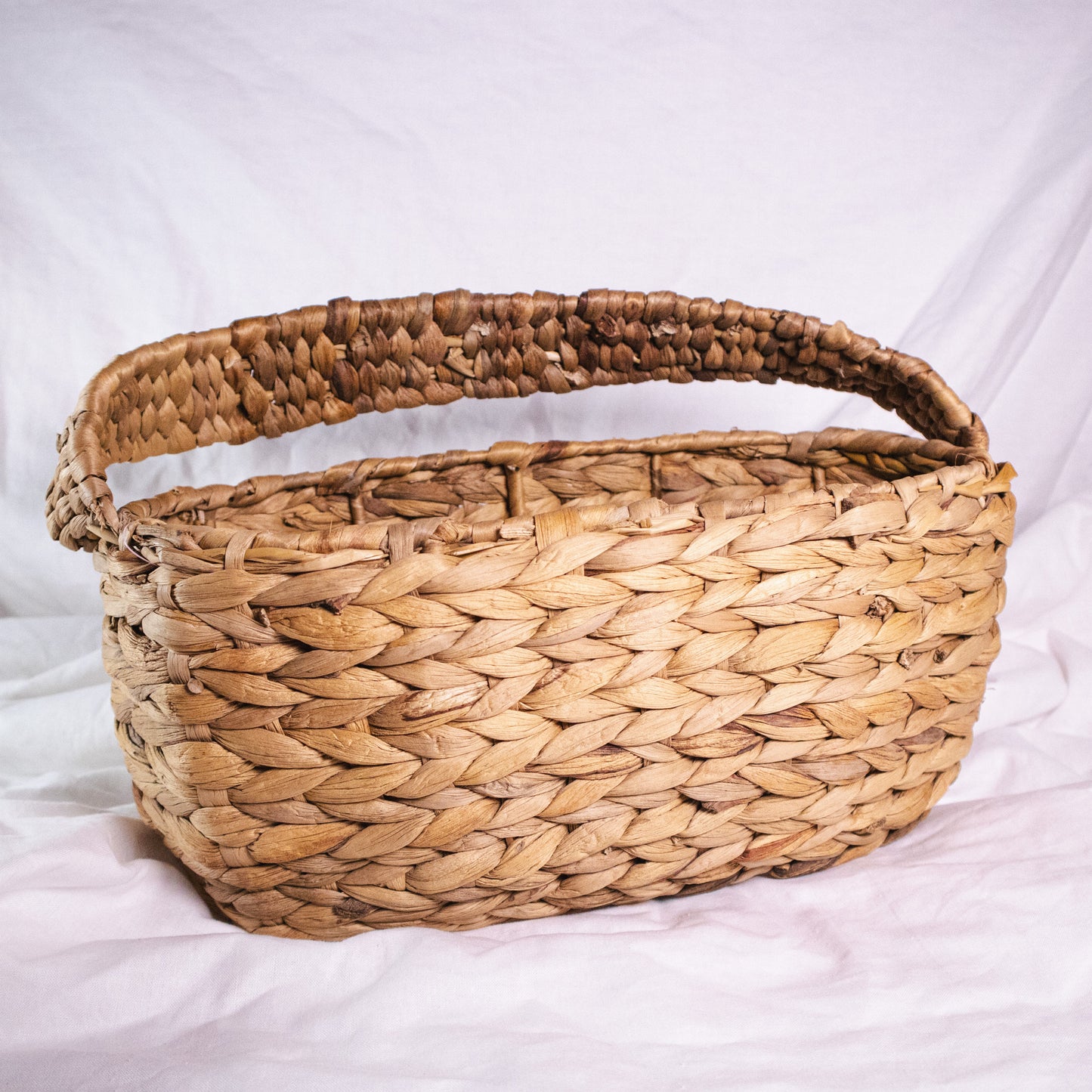 Woven Oval Basket With Handle