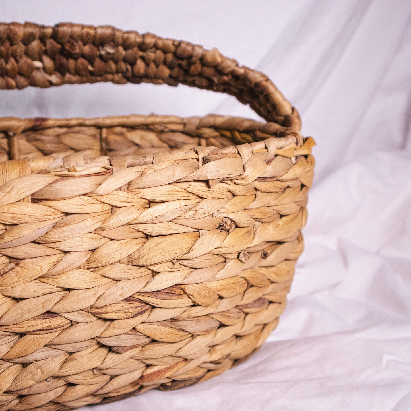 Woven Oval Basket With Handle