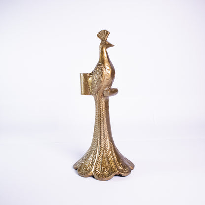 Brass Peacock Candle Holder
