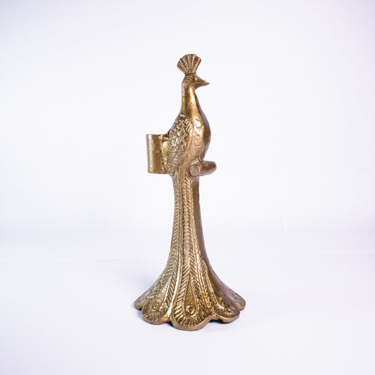 Brass Peacock Candle Holder