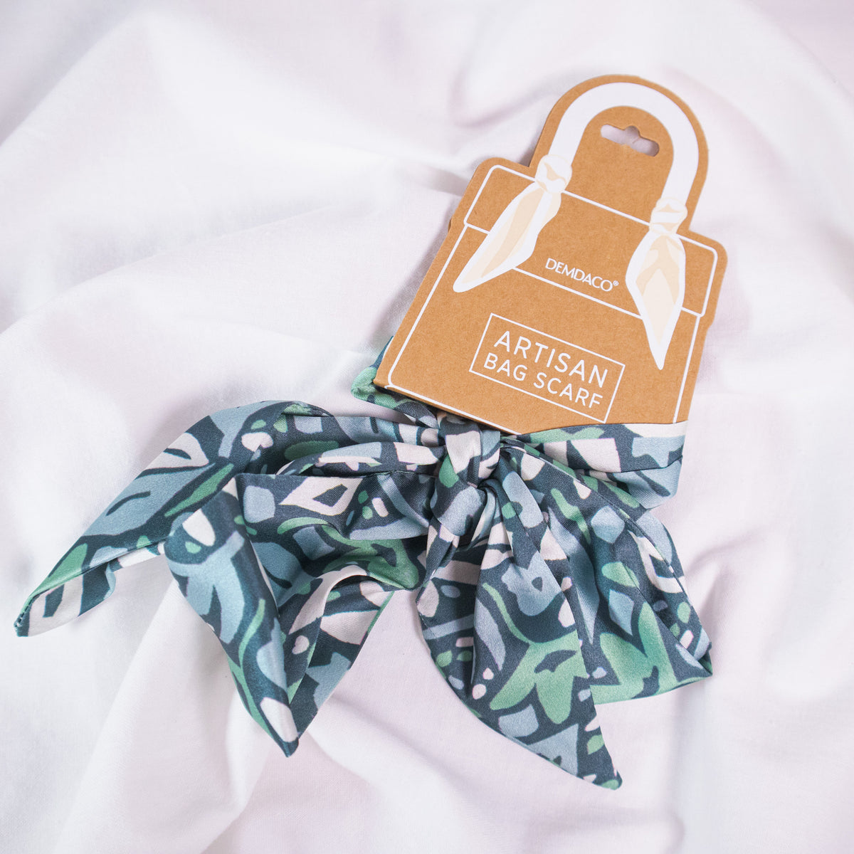 Green and Blue Floral Bag Scarf