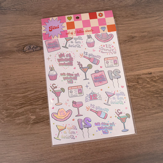 21st Birthday Temporary Tattoos