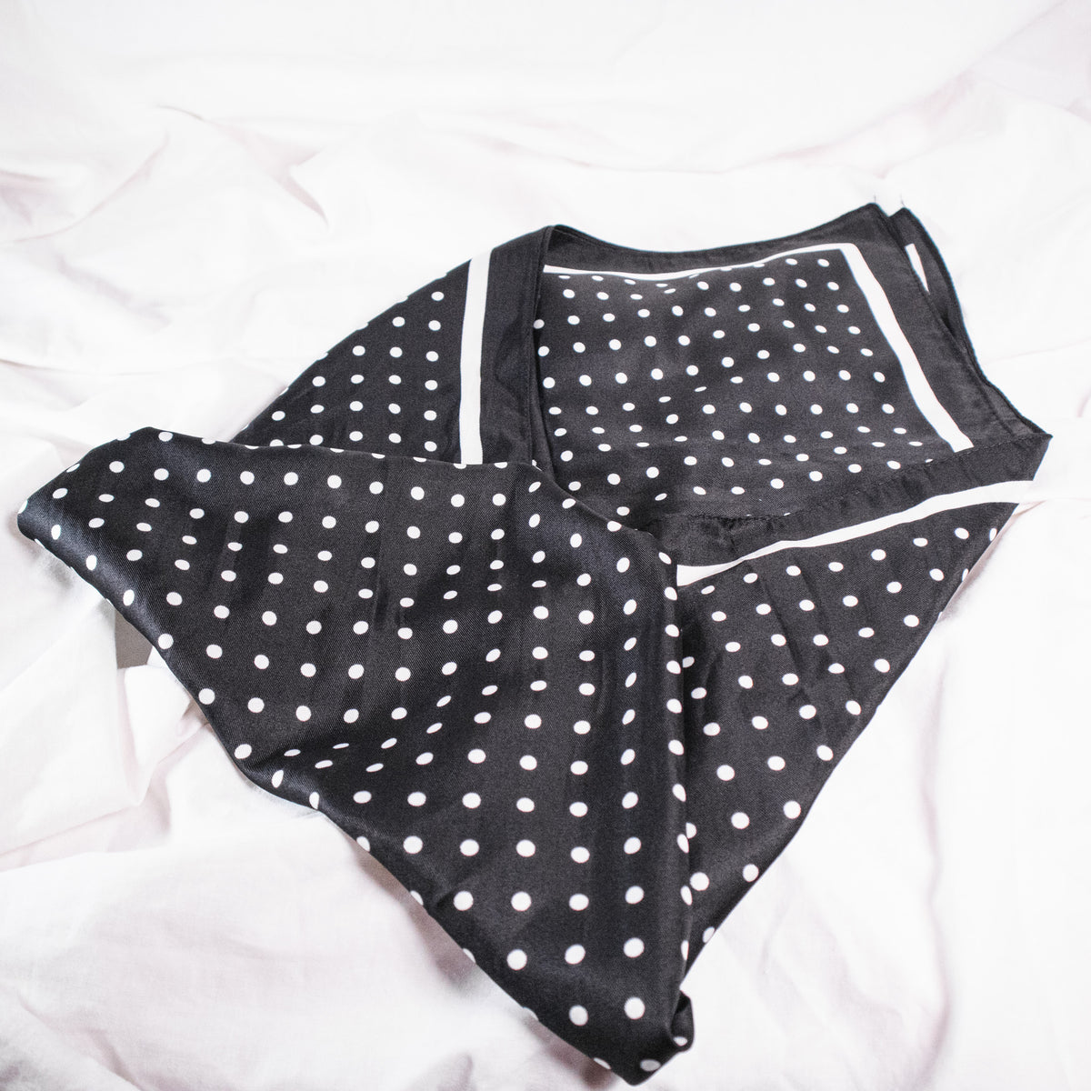 Black Polka Dot Border Square Scarf