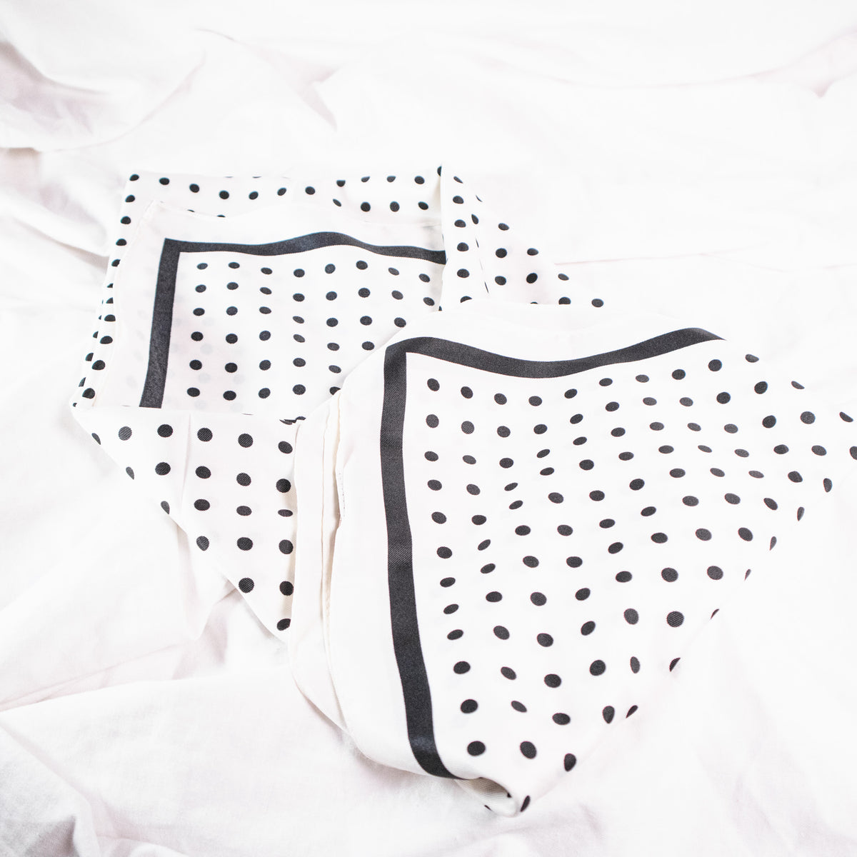 White Polka Dot Border Square Scarf