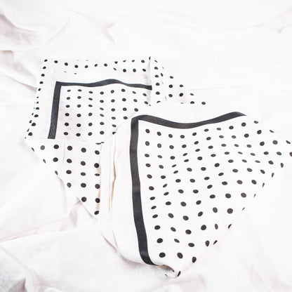 White Polka Dot Border Square Scarf