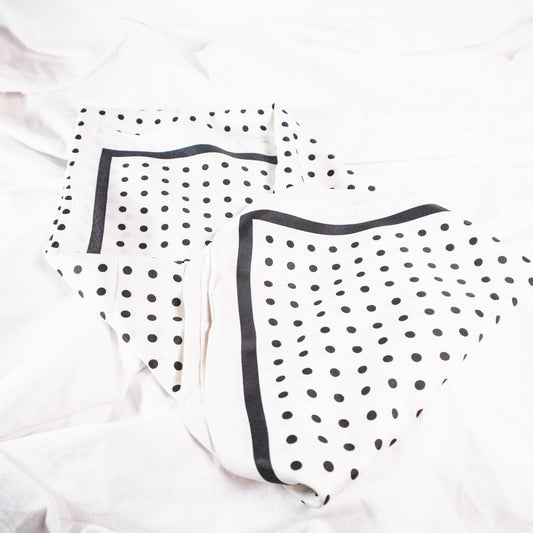 White Polka Dot Border Square Scarf