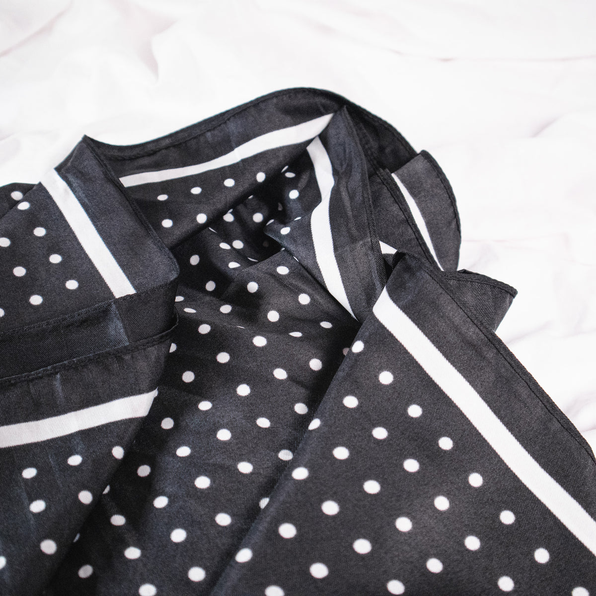 Black Polka Dot Border Square Scarf