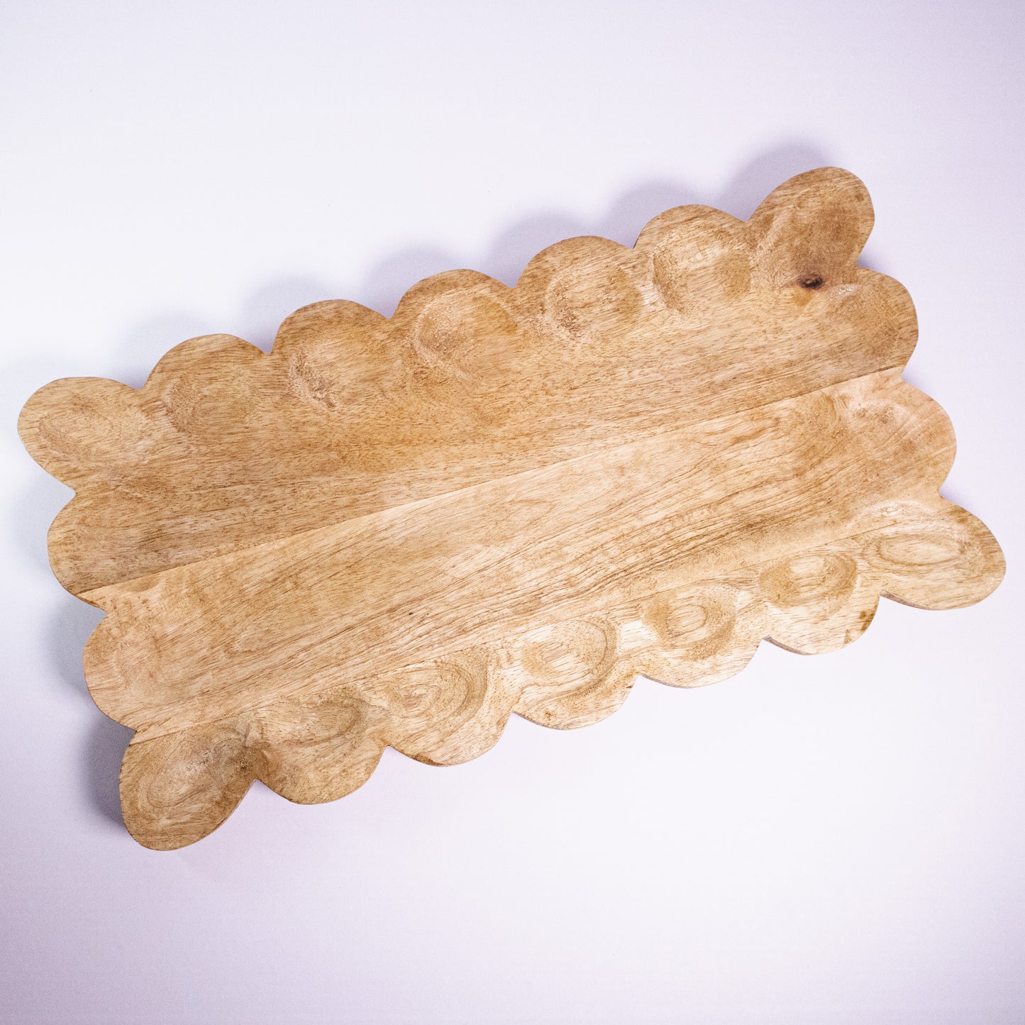 Scalloped Wooden Flat Tray