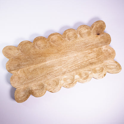 Scalloped Wooden Flat Tray