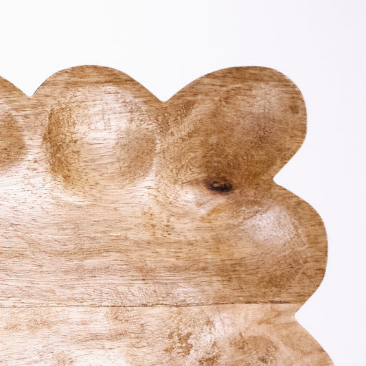 Scalloped Wooden Flat Tray
