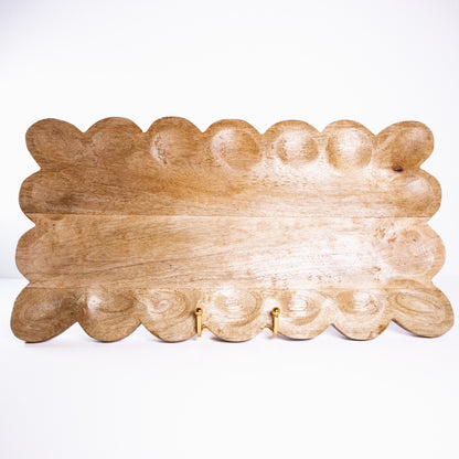 Scalloped Wooden Flat Tray