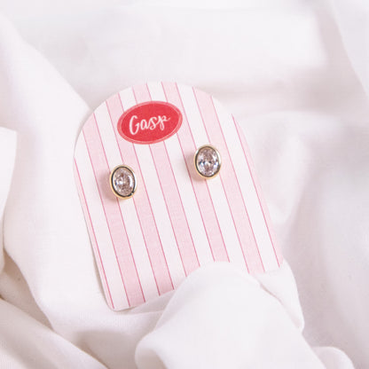 Oval Bezel Stud Earrings