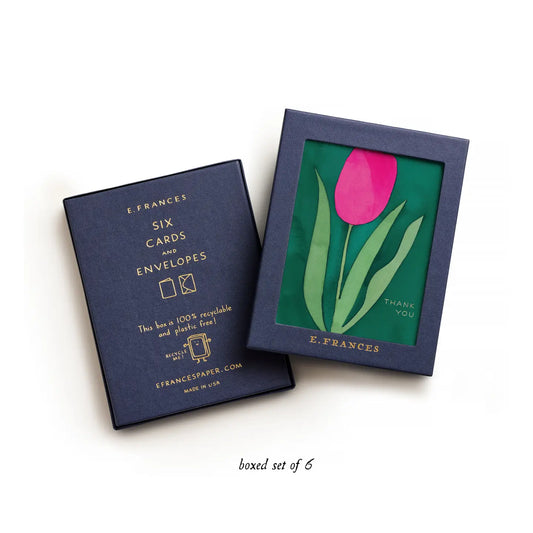 Pink Tulip Thank You Greeting Card Set