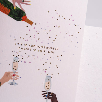 Pop Some Bubbly Engagement Greeting Card