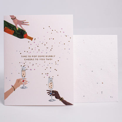 Pop Some Bubbly Engagement Greeting Card