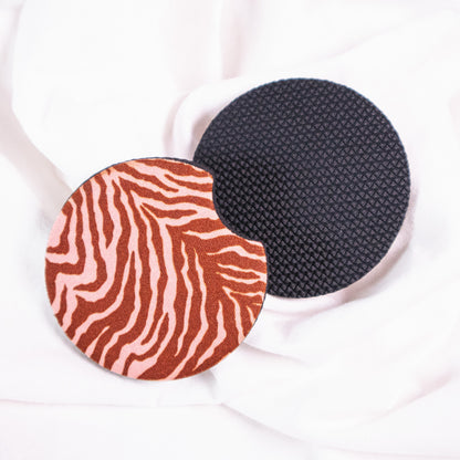 Pink Zebra Car Coaster Set