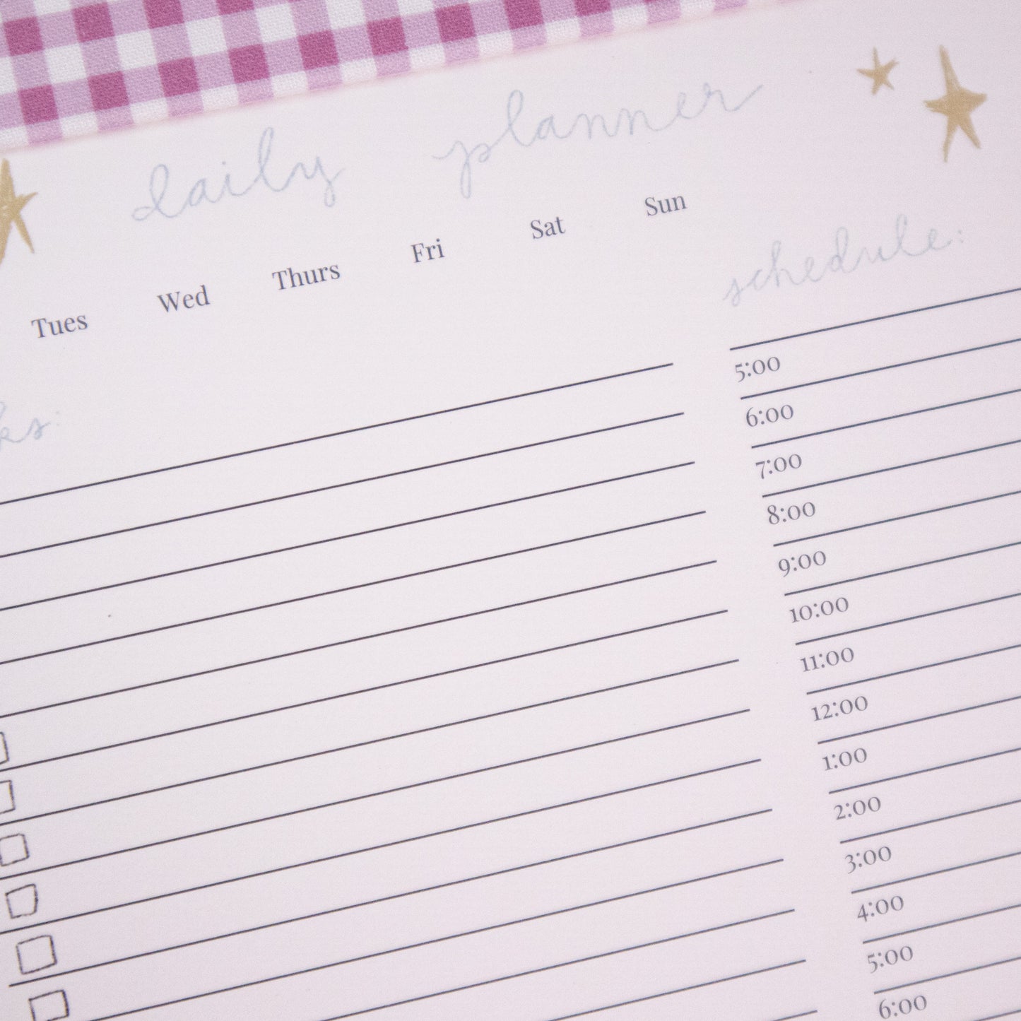 Gingham Daily Planner Notepad