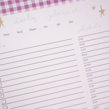 Gingham Daily Planner Notepad