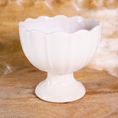 Scalloped Ceramic Pedestal Bowl