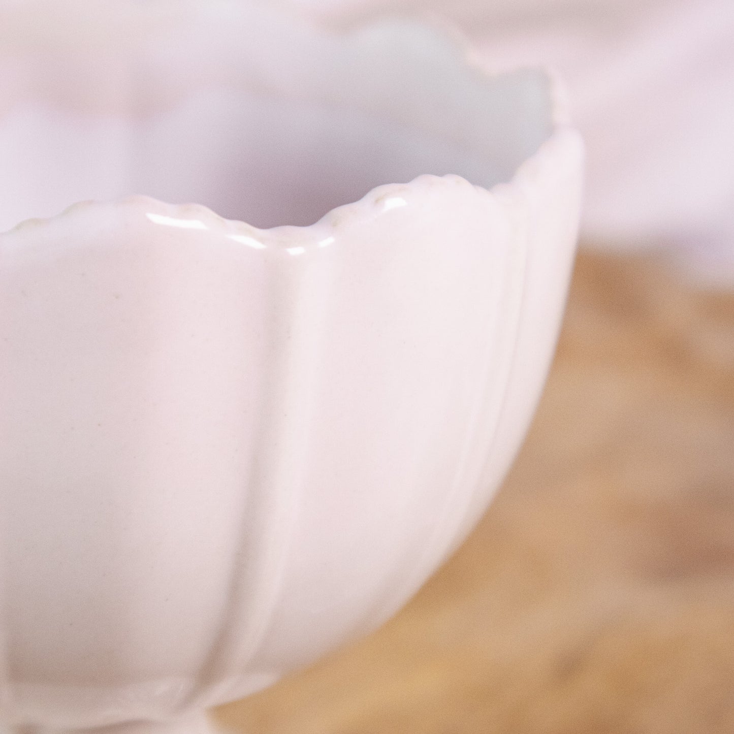 Scalloped Ceramic Pedestal Bowl