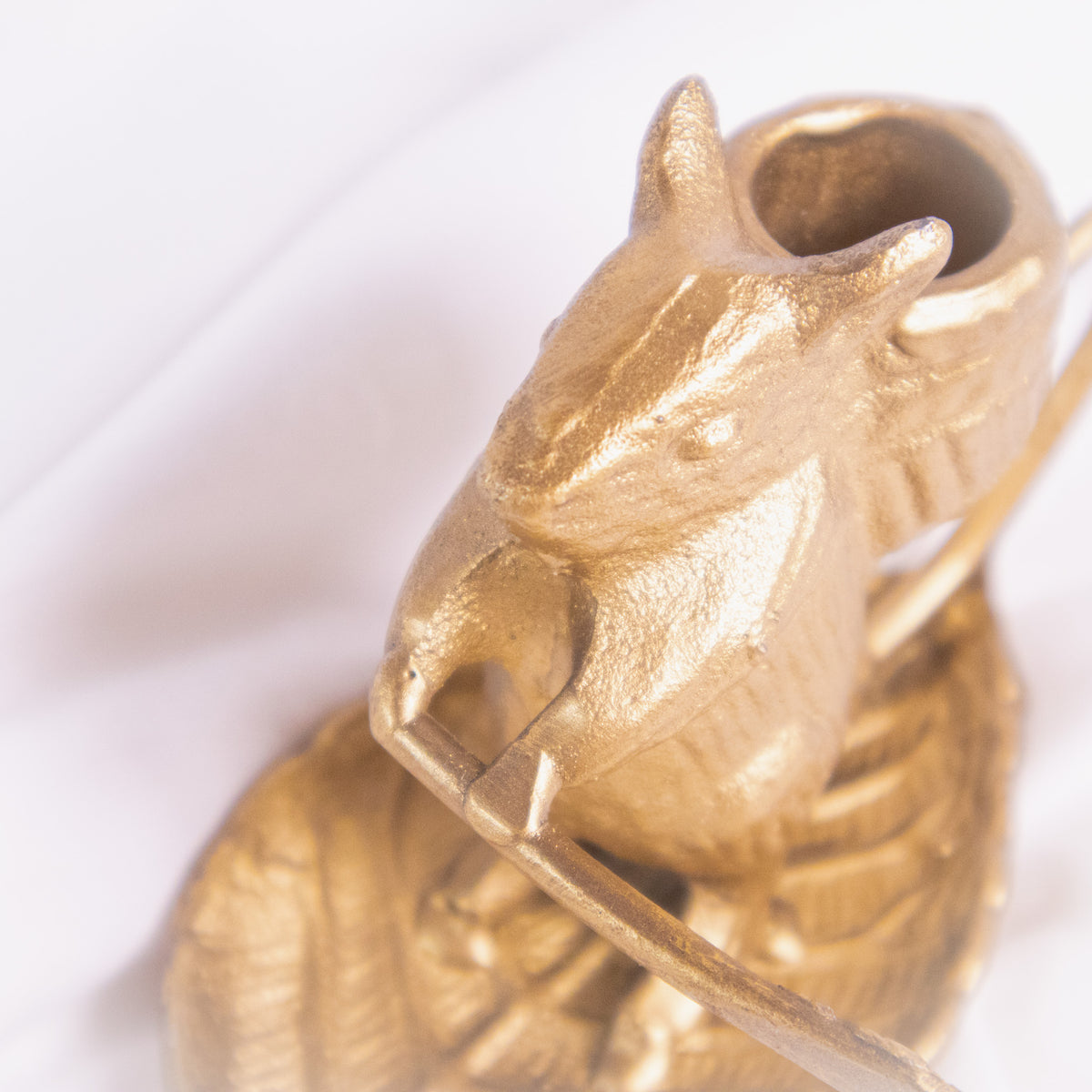 Mouse on Leaf Boat Taper Candle Holder