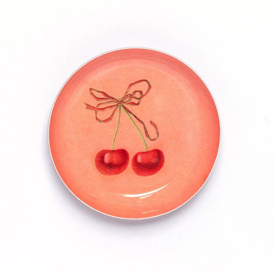 Cherry Bow Enamel Tray