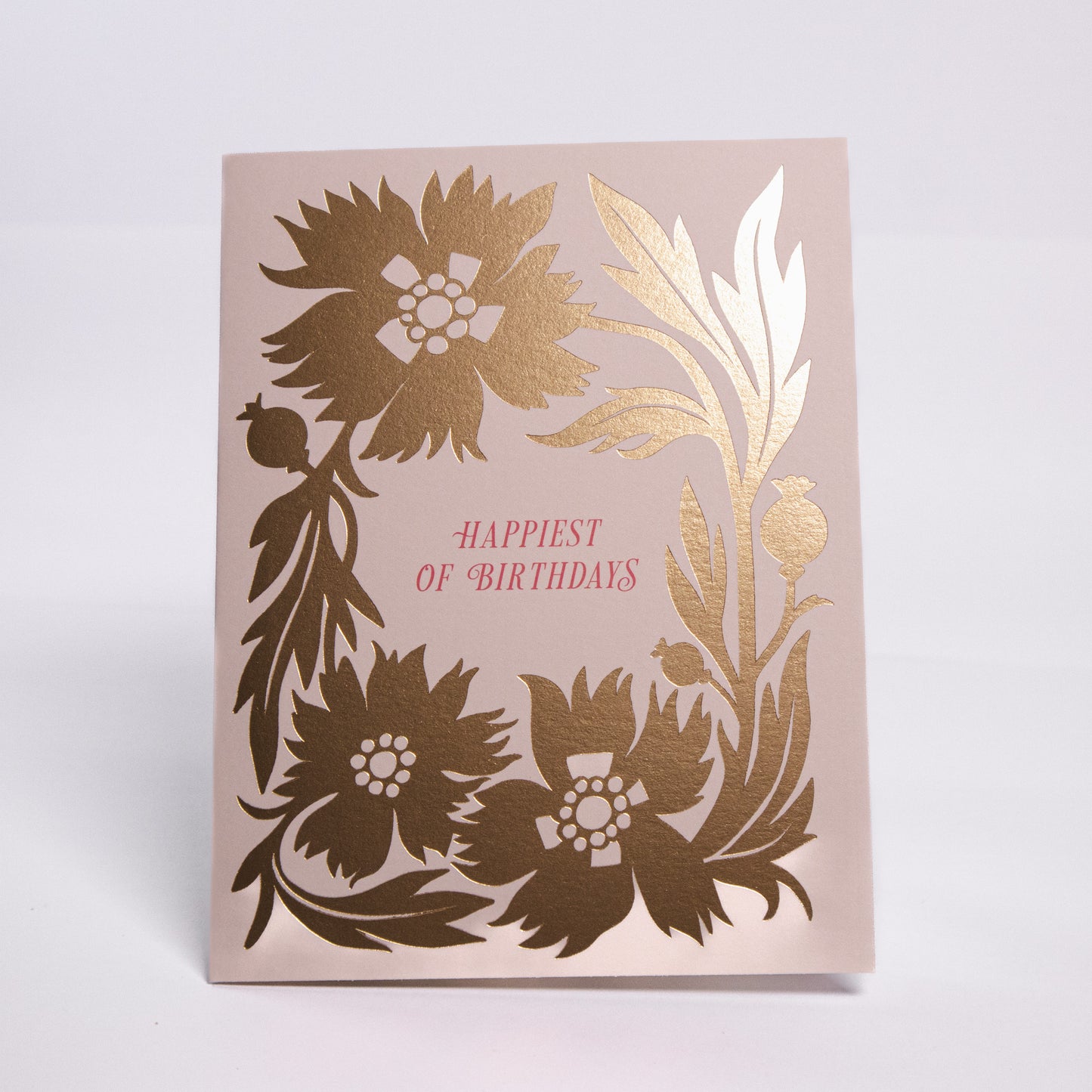 Happiest Of Birthdays Gold Floral Greeting Card