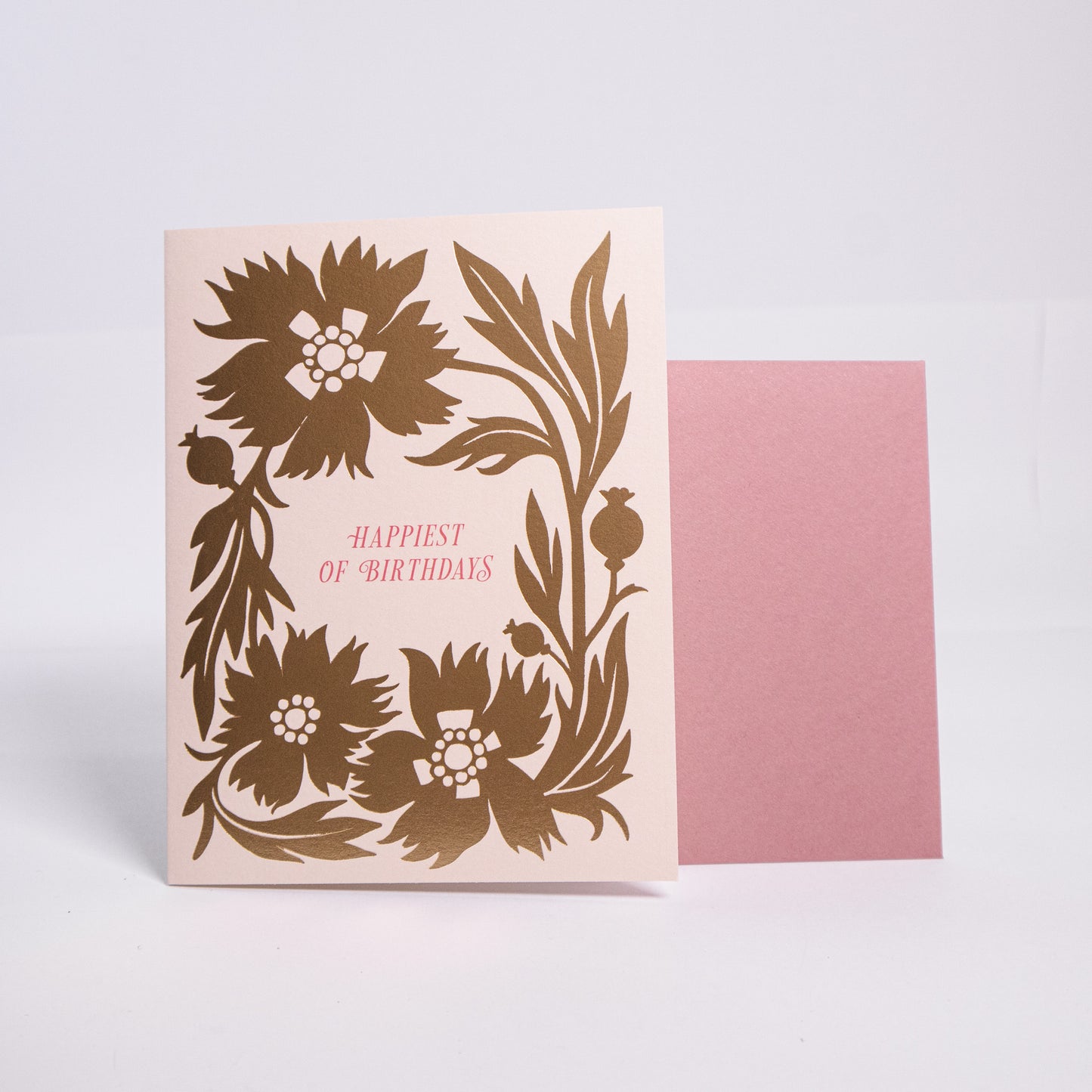 Happiest Of Birthdays Gold Floral Greeting Card