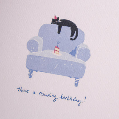 Relaxing Cat Birthday Greeting Card