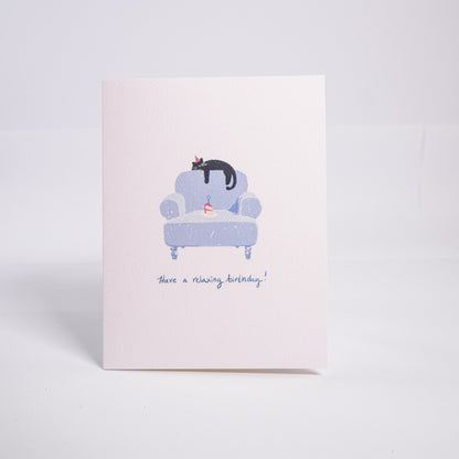 Relaxing Cat Birthday Greeting Card