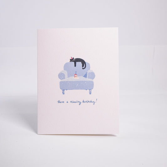 Relaxing Cat Birthday Greeting Card