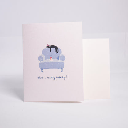 Relaxing Cat Birthday Greeting Card