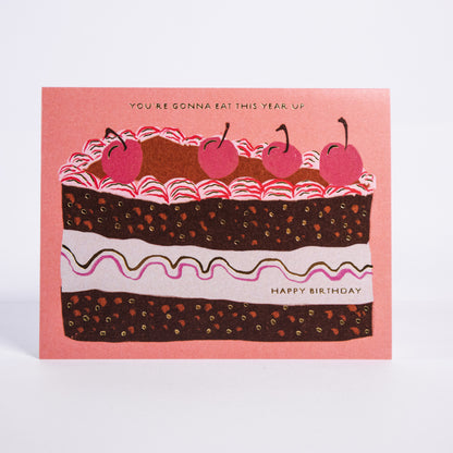 Eat This Year Cake Birthday Greeting Card