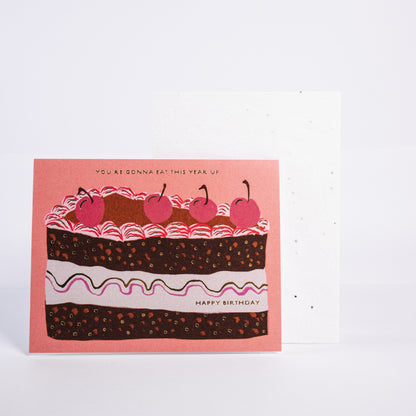 Eat This Year Cake Birthday Greeting Card