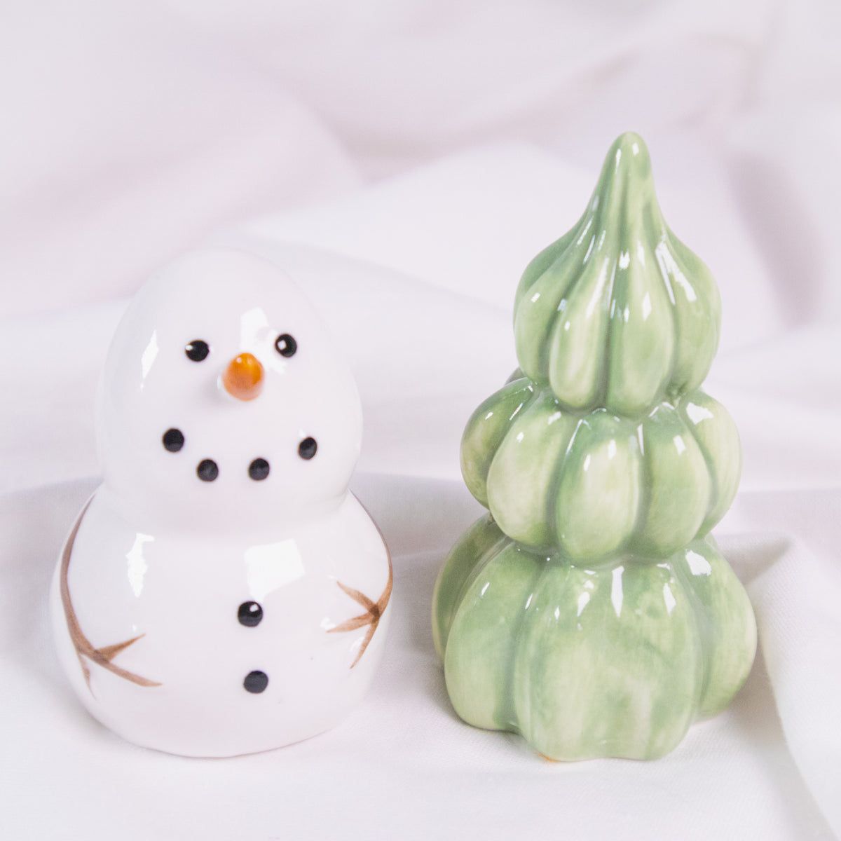 Snowman and Tree Salt and Pepper Shakers