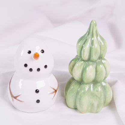 Snowman and Tree Salt and Pepper Shakers