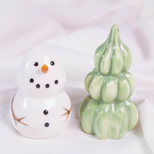Snowman and Tree Salt and Pepper Shakers