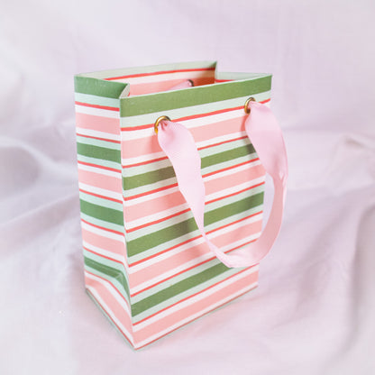 Green and Red Striped Gift Bag