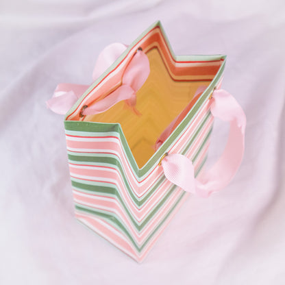 Green and Red Striped Gift Bag