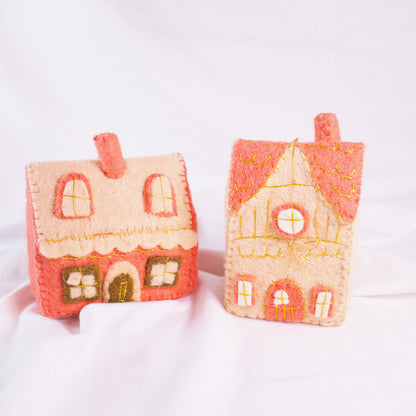 Cozy Pink House Christmas Jumbo Ornament