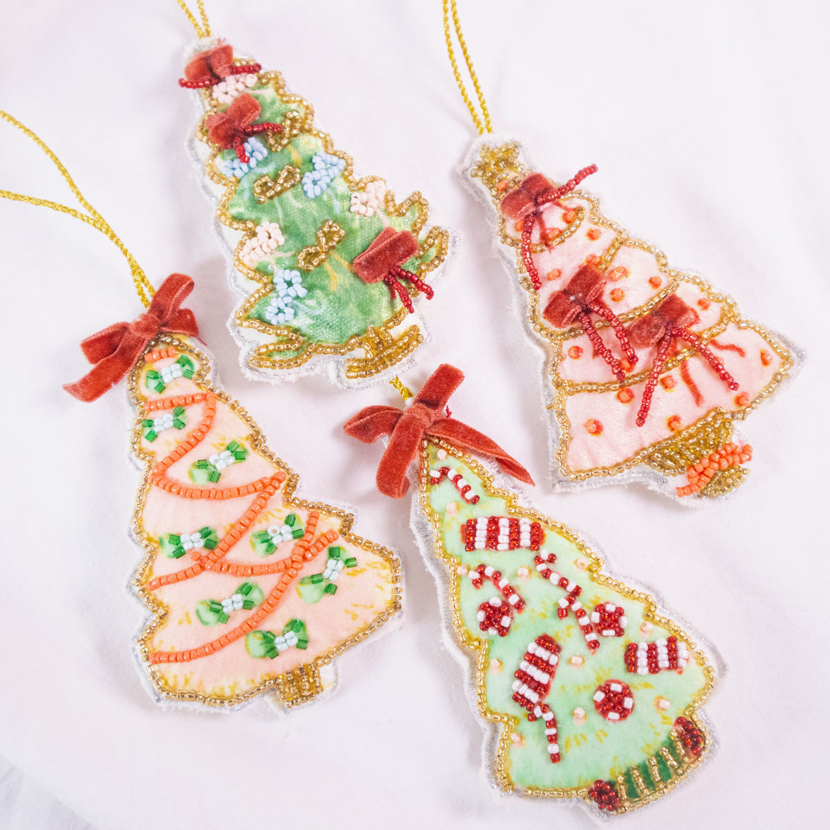 Beaded Fabric Christmas Tree Ornament