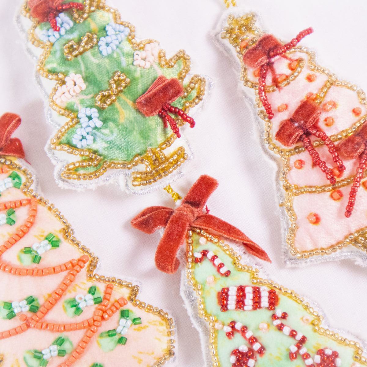 Beaded Fabric Christmas Tree Ornament