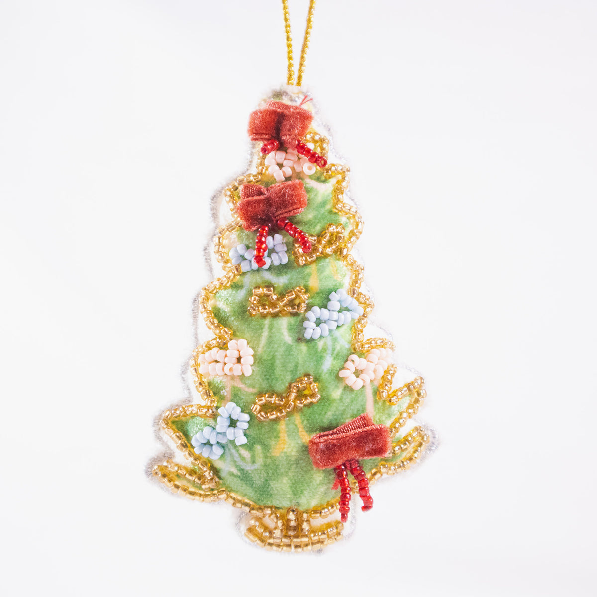 Beaded Fabric Christmas Tree Ornament